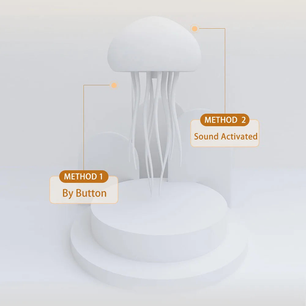 Modern Jellyfish Table Lamp USB Rechargeable Adjustable Color Changing LED Night Light with Polished Plastic Base